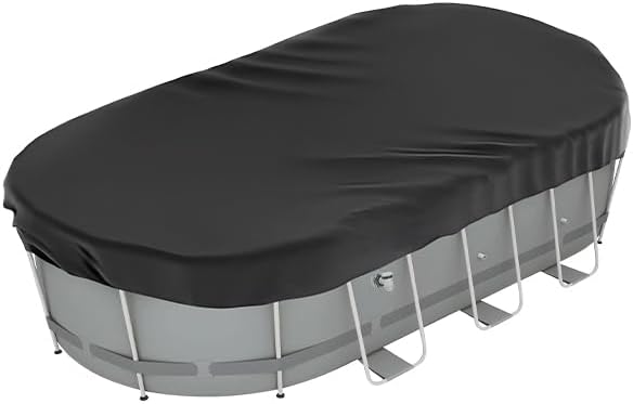 7×10 Ft Oval Pool Covers for Above Ground Pools, Oval Pool Covers for Rectangular Frame Pools, Swimming Pool Cover Ideal for Outdoor Waterproof, Weatherproof and Dustproof