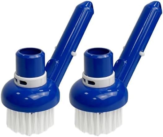 Poolzilla Corner Vacuum Brush with Adjustable Ring, [2 Pack] Safe for Concrete and Vinyl, Connects to 1 1/2'' Hoses and 1 1/4'' Telescopic Poles, for Pools, Spas, Walls, Floors, Steps, and Corners