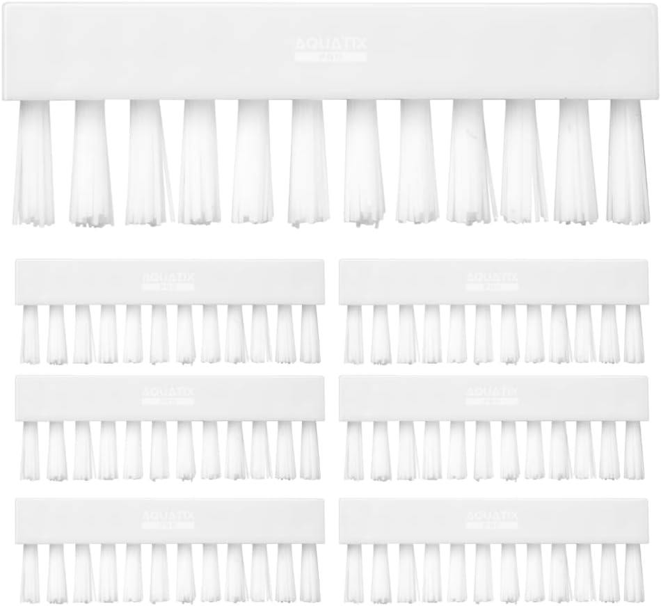 Aquatix Pro Pool Vacuum Head Replacement Brushes, 7pc, Nylon Bristles, Universal Fit, Brush Replacement for Manual Spa & Swimming Pool Vacuum Heads, Half Moon, Triangle Vac, Butterfly