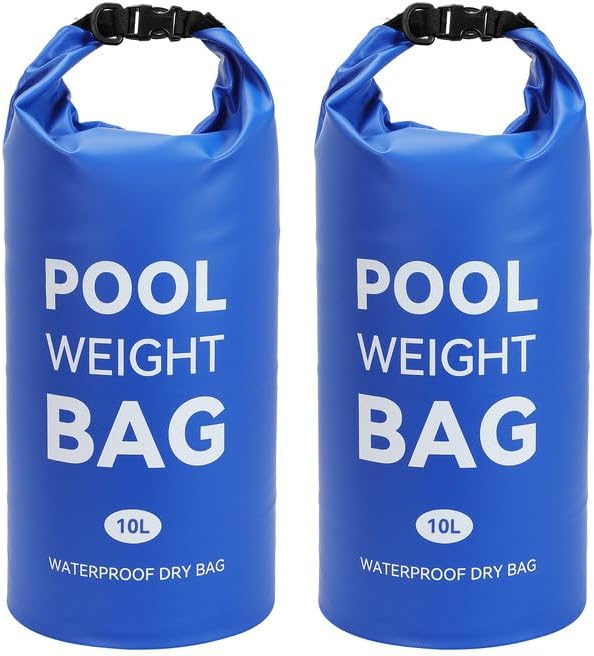 Pool Weights Bags for Steps Pool Ladder Weights with Heavy-Duty Handle Pool Sand Bag Waterproof Dry Bag for Above Ground Pool Steps Quick Release and Filling (Deep Blue, 10L)