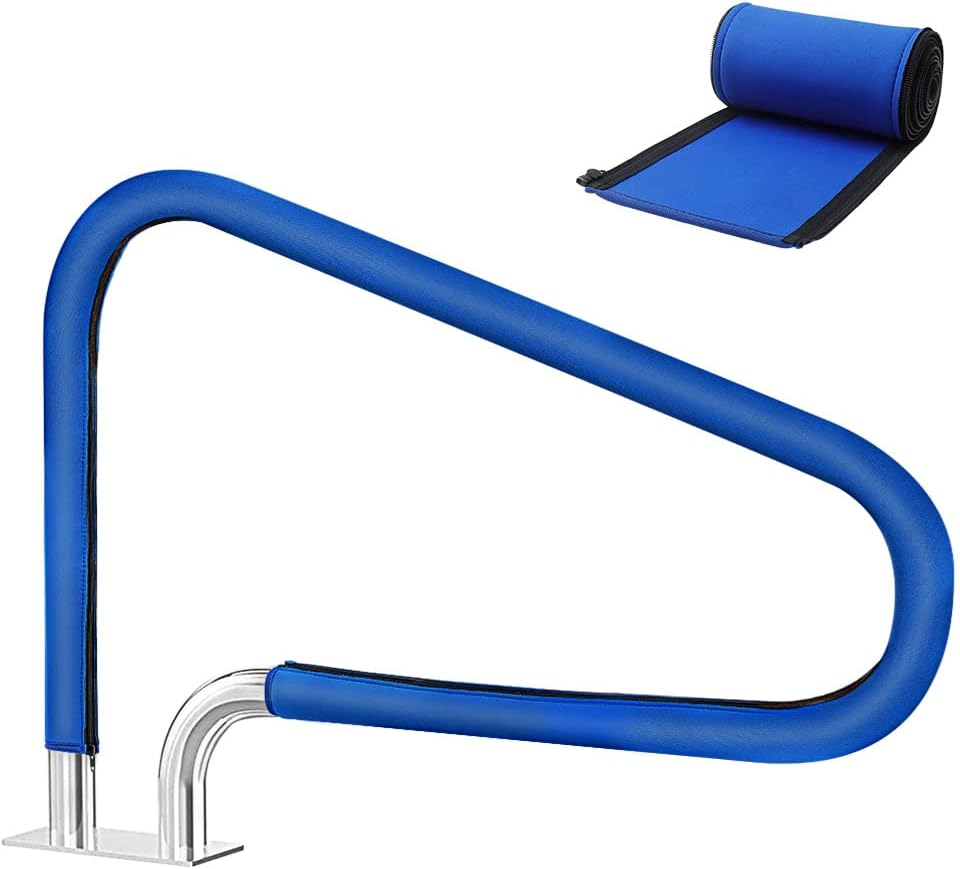 Pool Handrail Cover, 4 Feet Swimming Pool Hand Railing Covers with Zipper Slip Resistant Anti-Scald Safety Rail Grip Handles Sleeve for Swimming Pools Inground Ladder Hand Rail Grips-Blue