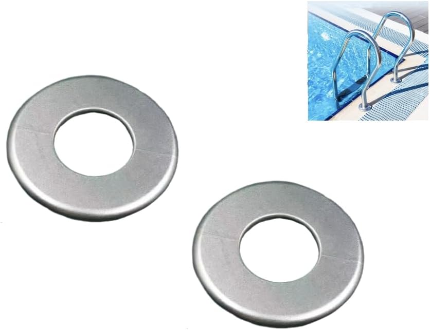 Pool & SPA Ladder, Hand Rail Escutcheon Plate Cover Replace，Pool handrail Base Decorative Cover (2 PCS Silver)