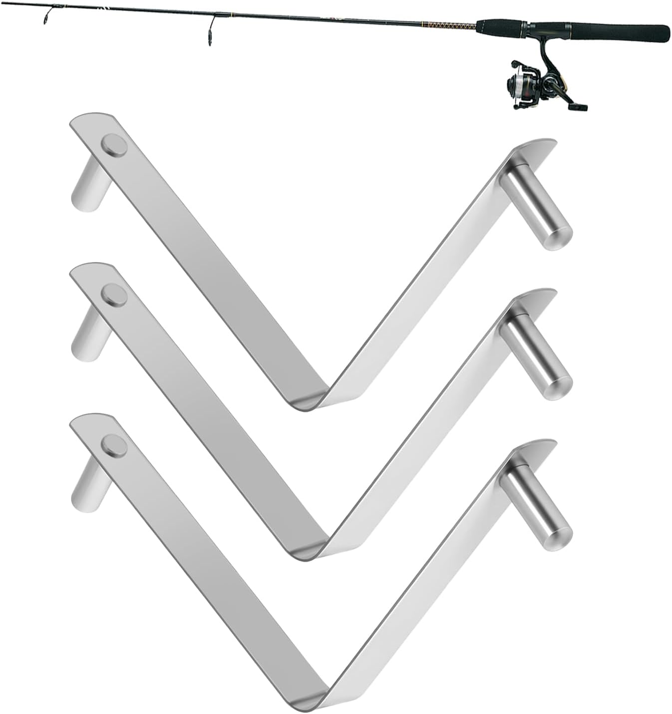Pool Brush Clip 3 Pcs V-Shaped Clips Pool Pole V-Clips Hooks for Poles Stainless Steel Double Pin Spring Button Clip for Skimmer Nets