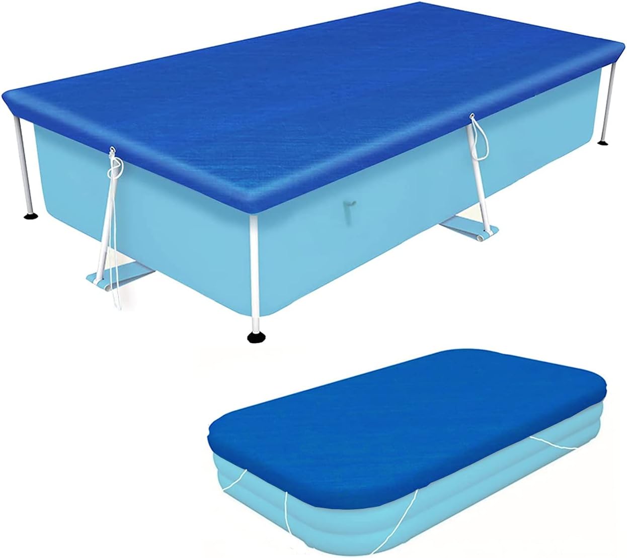 Vanexiss Swimming Pool Cover, Frame Pool Cover with Ropes - Rectangular UV Resistant Polyethylene Rainproof Dust Cover (120'', 80'') …
