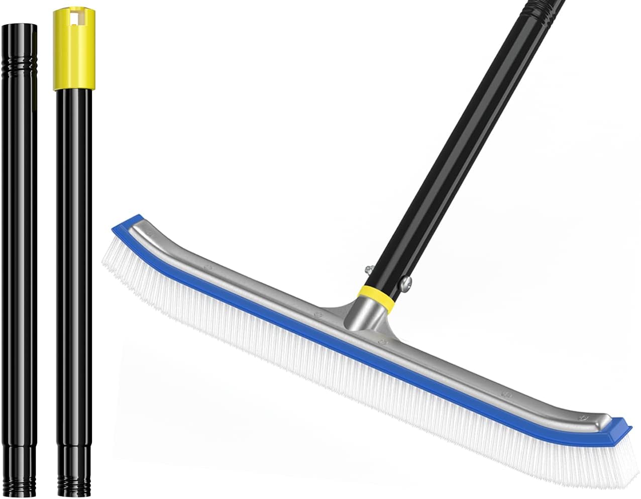 Pool Brushes for Cleaning Pool Walls with Pole, 18″ Pool Brush Head with Pole 4FT – 10FT, Swimming Pool Brush with Nylon Bristles, Adjustable Long Handle