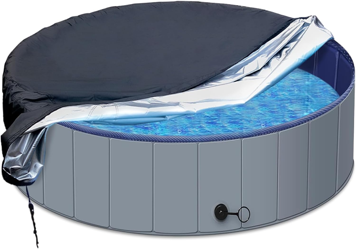 SAFANA 72″ Foldable Dog Pool Cover, Swimming Pool Cover for Kids and Pets，Round Collapsible Dog Bath Pool Cover, Outdoor Inflatable Paddling Cover, Dustproof Waterproof Prevent Leaves