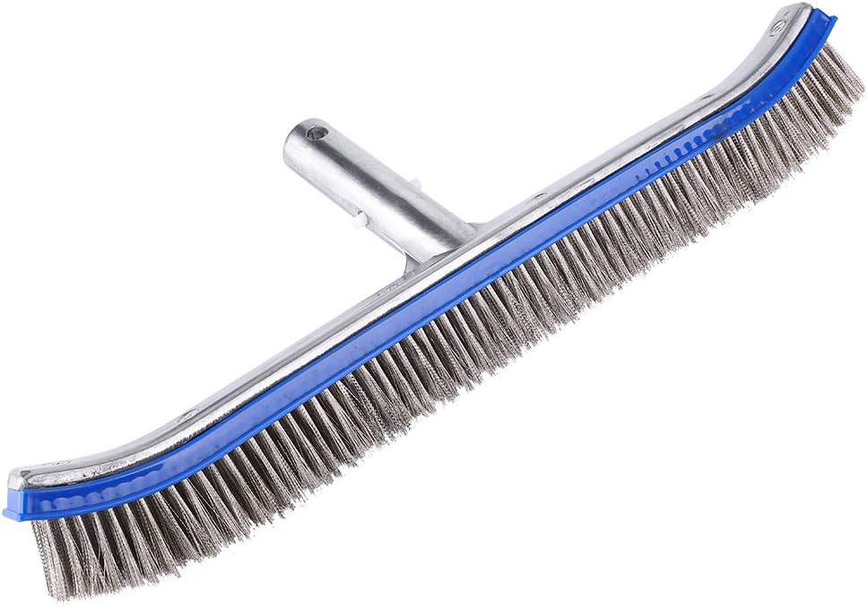 Pool Brush, Aluminum Handle Structure Pool Brushes for Cleaning Pool Walls, Steps & Corners, Heavy Duty Pool Brush for Inground Pools, Premium Nylon Bristle Pool Scrub Brush