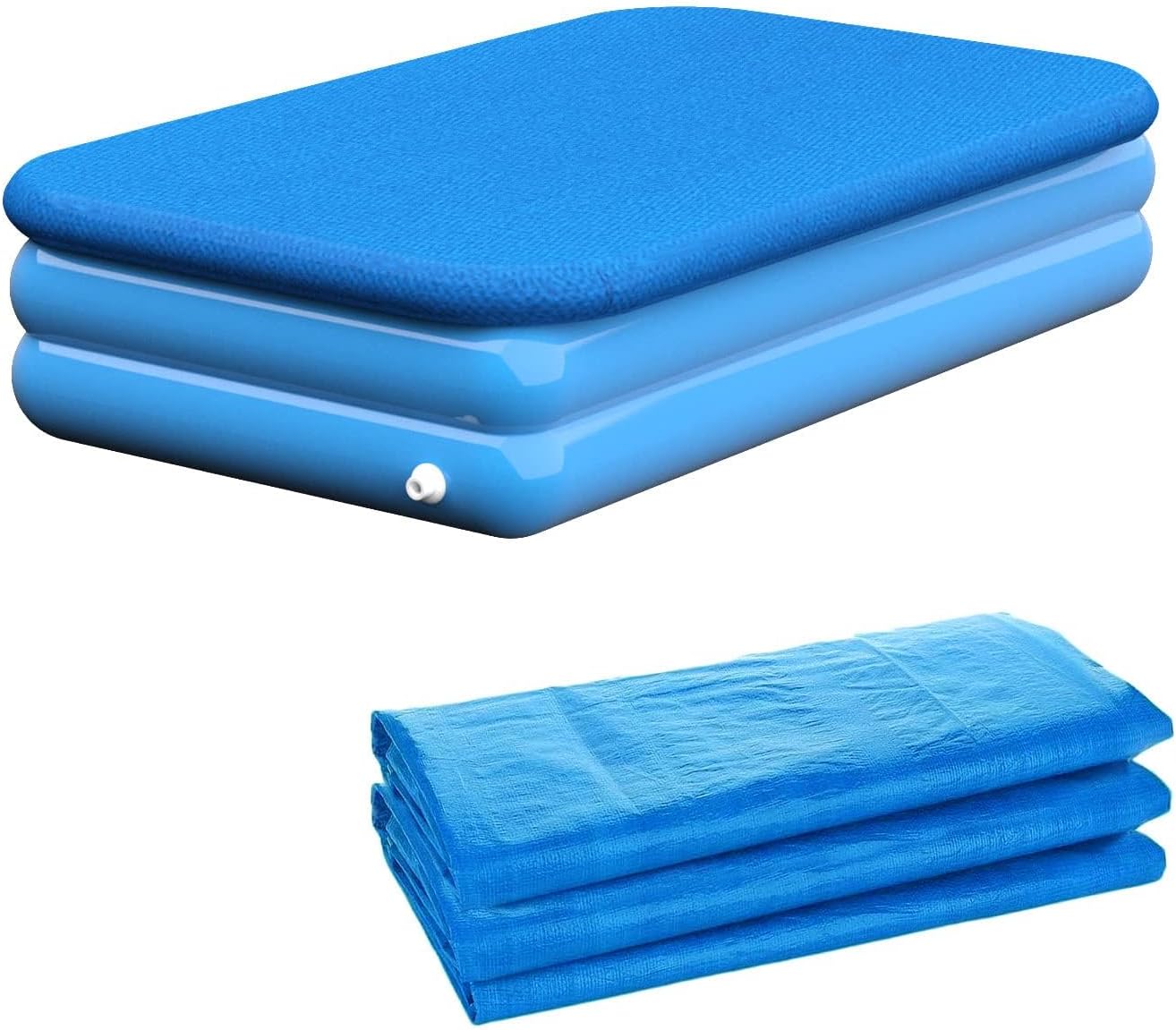 Macl Rectangular Pool Cover,120 in. x 72 in. 10ft x 6ft Rectangle Inflatable Swimming Pool Cover,Dustproof Outdoor Paddling Family Pools Protector with Adjustable Draw Strings
