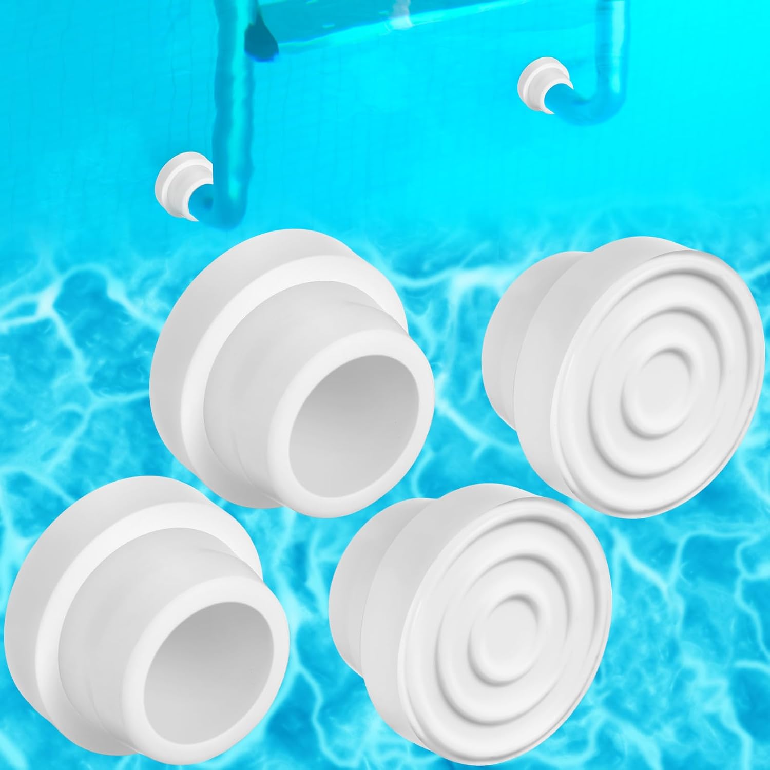 4 Pack Pool Ladder Bumpers for Inground Pool Inside Pool Ladder Silicone End Plugs Fit 1.9" Standard Swimming Pool Protective Ladder Plugs for Inground Swimming Pool Ladder Step End Caps