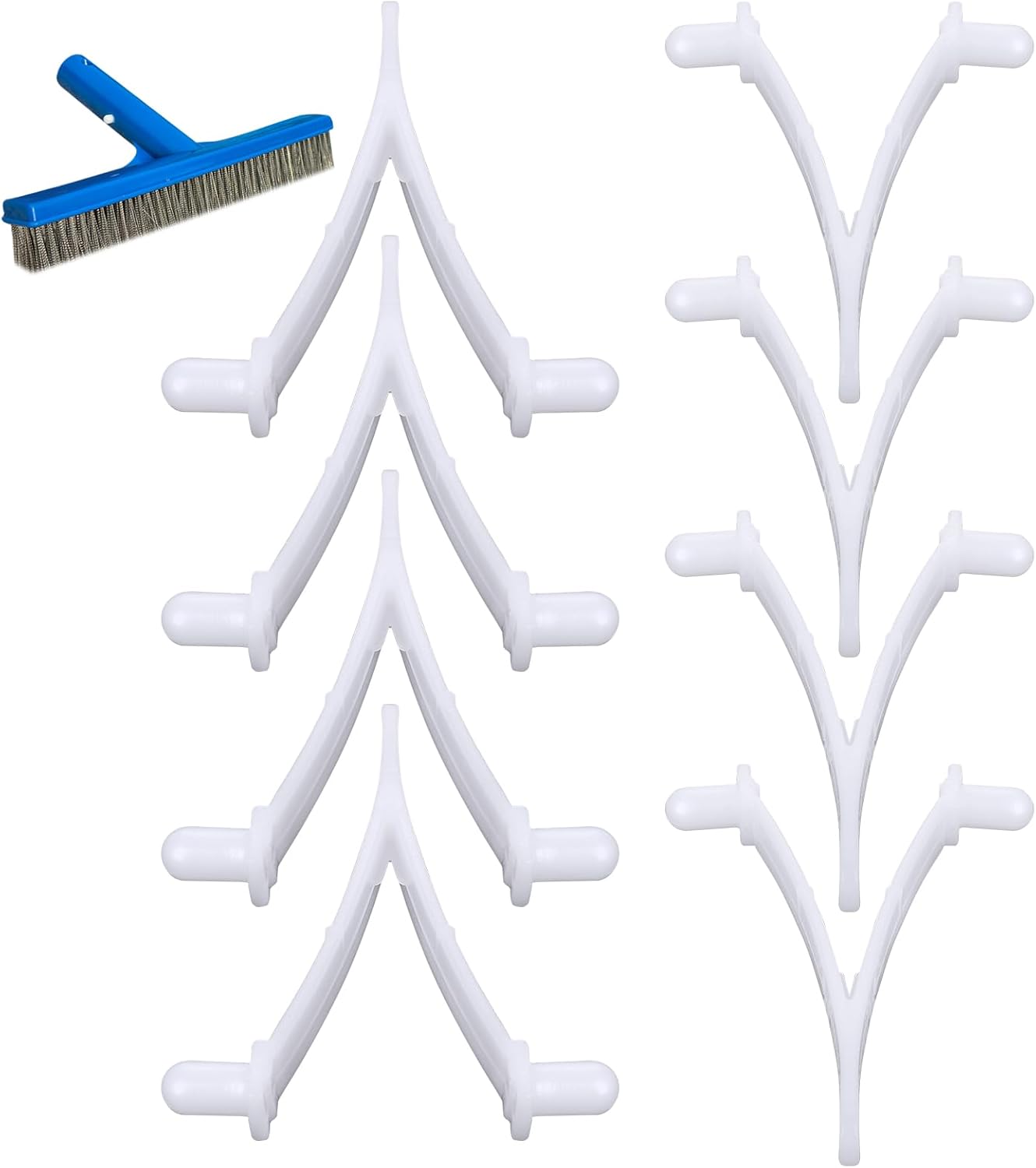 8Pcs Pool Butterfly V Clip, Sturdy Pool Brush V-Clip Replacement Set, Universal Pools Pole Clips to Easy Install, Brush Clips Replacement for Cleaning Swimming Pond Walls,