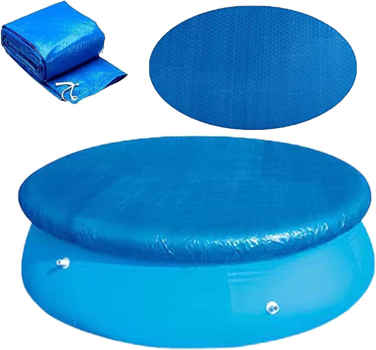 Round Pool Cover for Above Ground Round Pools - Dustproof, Waterproof, Leaf Protection Pool Cover with Reinforced Drawstring & Ventilation Holes - Heavy Duty Swimming Pool Cover(10FT)