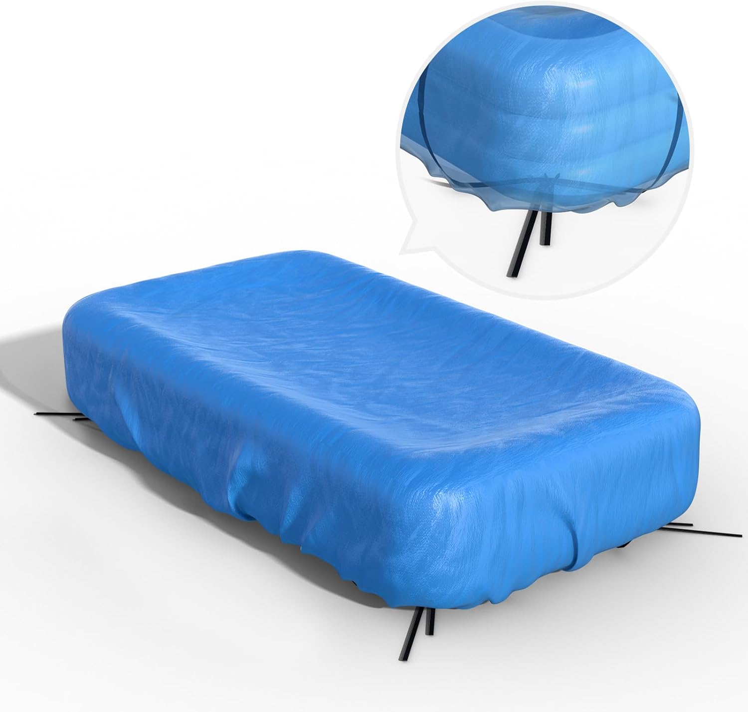 Reinmoson Inflatable Pool Cover Rectangular Fits Pool Under 130″ L x 84″ W, 20s Easy Set by 1 Person Built-in Elastic & Integrated Cord 10′ x 7′ Rectangle Pool Cover Above Ground