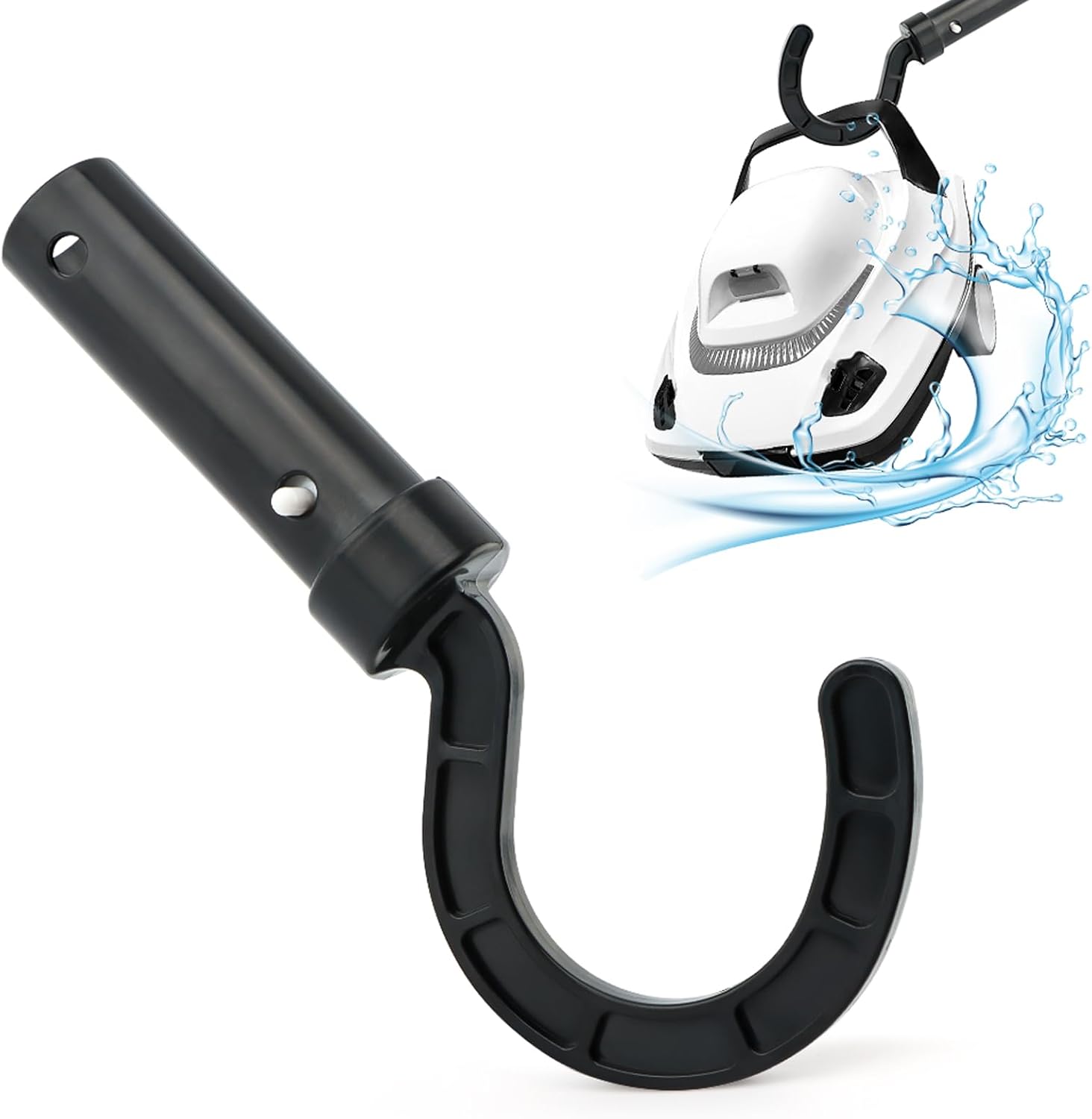 Hook for Robotic Pool Cleaner, Pool Accessories Hook Customized for Pool' Vacuum Robot Including Cordless, Above Ground and Underwater, Attaches to Telescopic Poles(Color:Black)