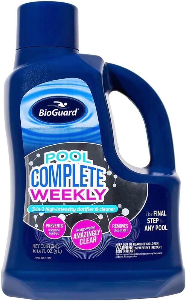 BioGuard Pool Complete Weekly 3L, 3-in-1 High-Intensity Clarifier & Cleaner, Prevents Waterline Buildup, Removes Phosphates, Keeps Water Clear