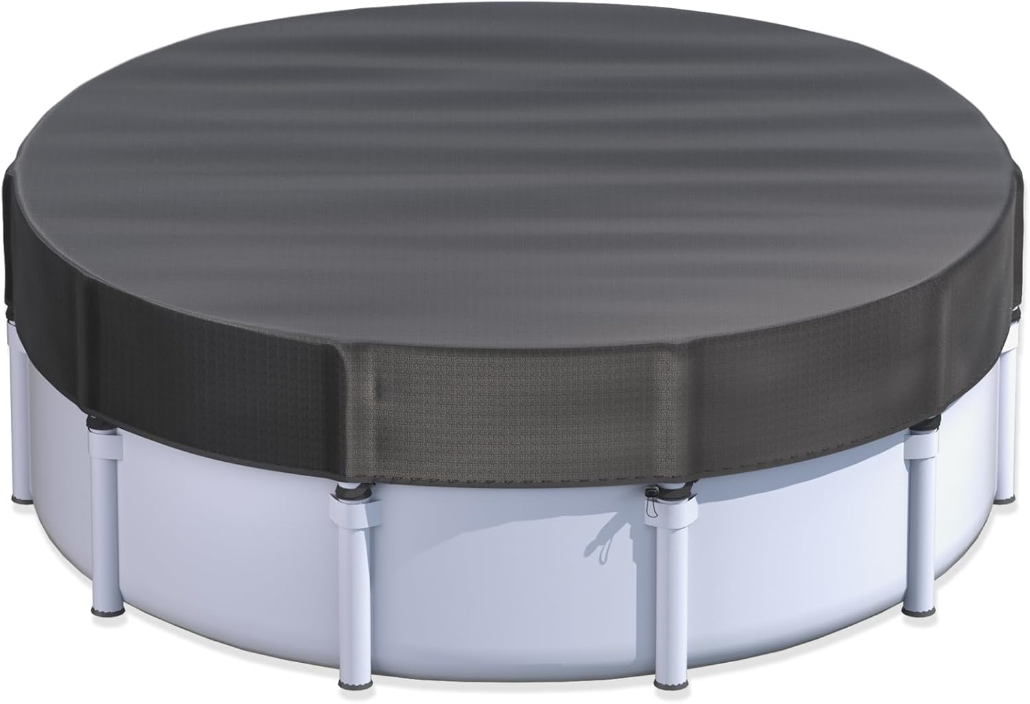 15 Ft Round Pool Cover for Metal Frame Above Ground Pools - Upgraded Windproof Design Compatible with Intex/Bestway Frame Above Ground Outdoor Swimming Pool (Black)