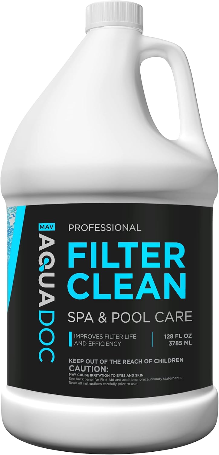 Hot Tub Filter Cleaner Soak, Pool Filter Cleaner & Pool Cartridge Cleaner - Spa Filter Cleaner Soak & Spa Filter Cleaning Solution for HotTub Cartridges. Easy to Use Filter Degreaser - AquaDoc Gal