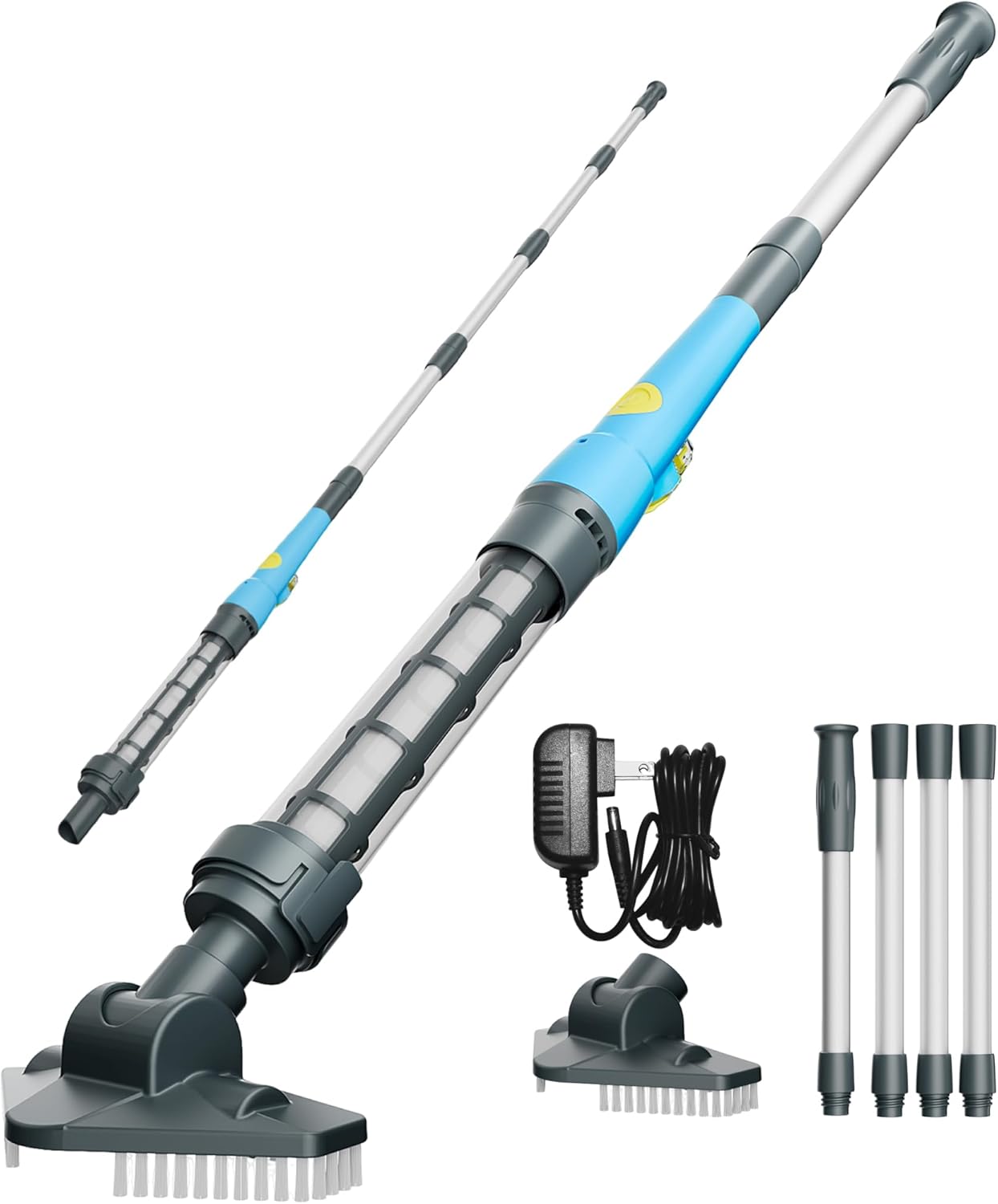 Portable Cordless Pool Vacuum Cleaner - Long-Lasting Rechargeable Stick Design for Spas, Hot Tubs, Inground & Above Ground Pools - Quick Sand/Dirt Removal (Blue)