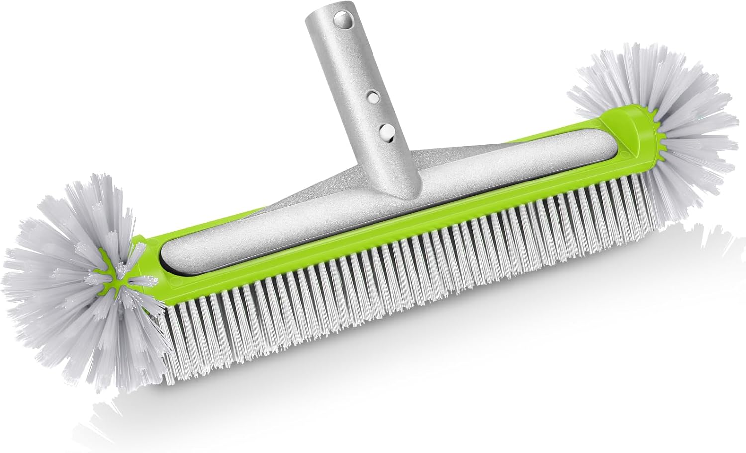 LadyRosian Pool Brush Head with Round Ends 17" Pool Cleaning Brush Pool Scrub Brush for for Cleaning Pool Walls, Corners, Steps (Green)