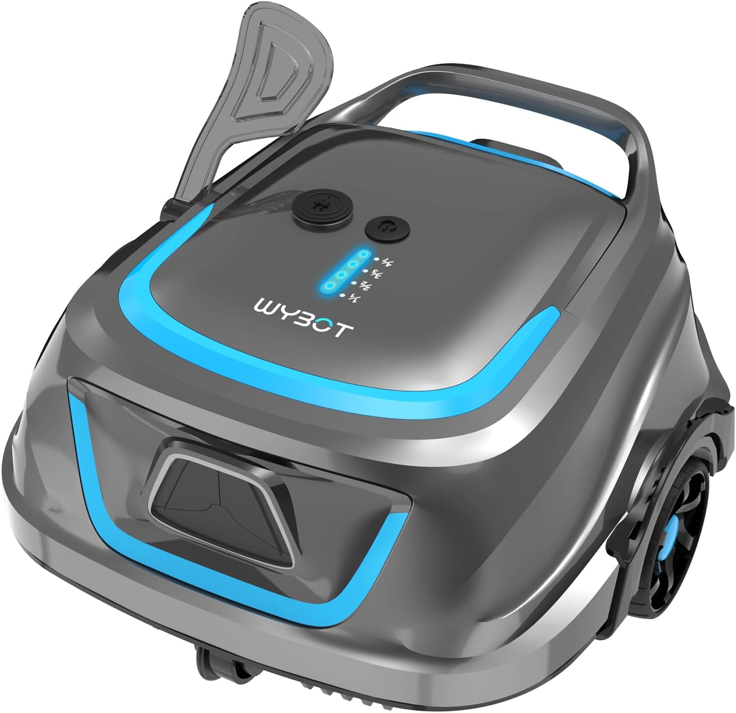 WYBOT A1 Cordless Robotic Pool Cleaner, Automatic Pool Vacuum with 120 Mins, Double Filters, LED Indicator, Fast Charging, Ideal for Above Ground & In-ground Flat Pools - Blue & Grey