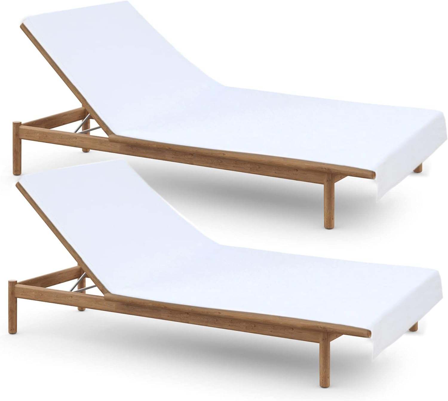 COTTON CRAFT Pool Lounge Chair Cover - 2 Pack 100% Cotton Soft Ringspun Terry Towel - Chaise Patio Picnic Spa Sun Lounger Beach Lounge Chair Cover - Oversized 32 in W x 82 in L x 7 in Pocket – White
