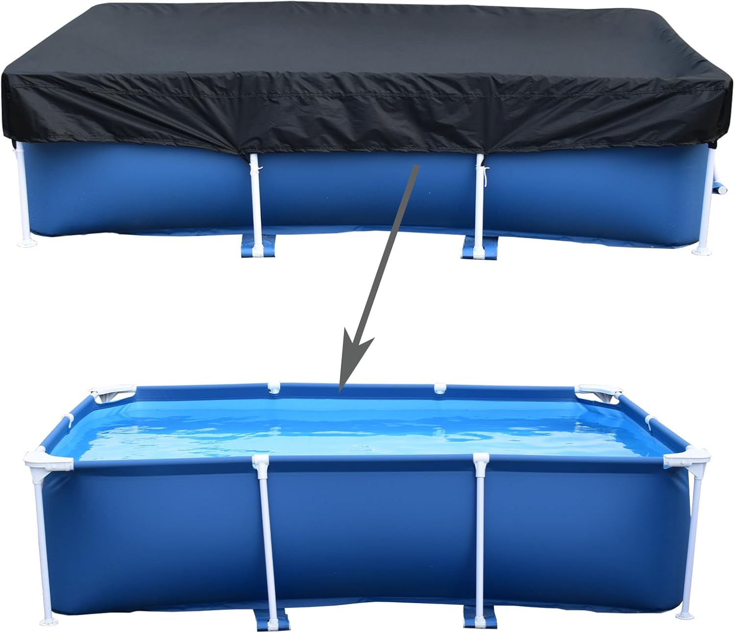 118" X 79" Rectangle Pool Cover, Made of 210D Heavy-Duty Waterproof Oxford Fabric, 10 x 6 ft Rectangle Pool Cover, 120 in x 80 in Swimming Pool Cover, Solar Pool Covers for Rectangular Frame Pools