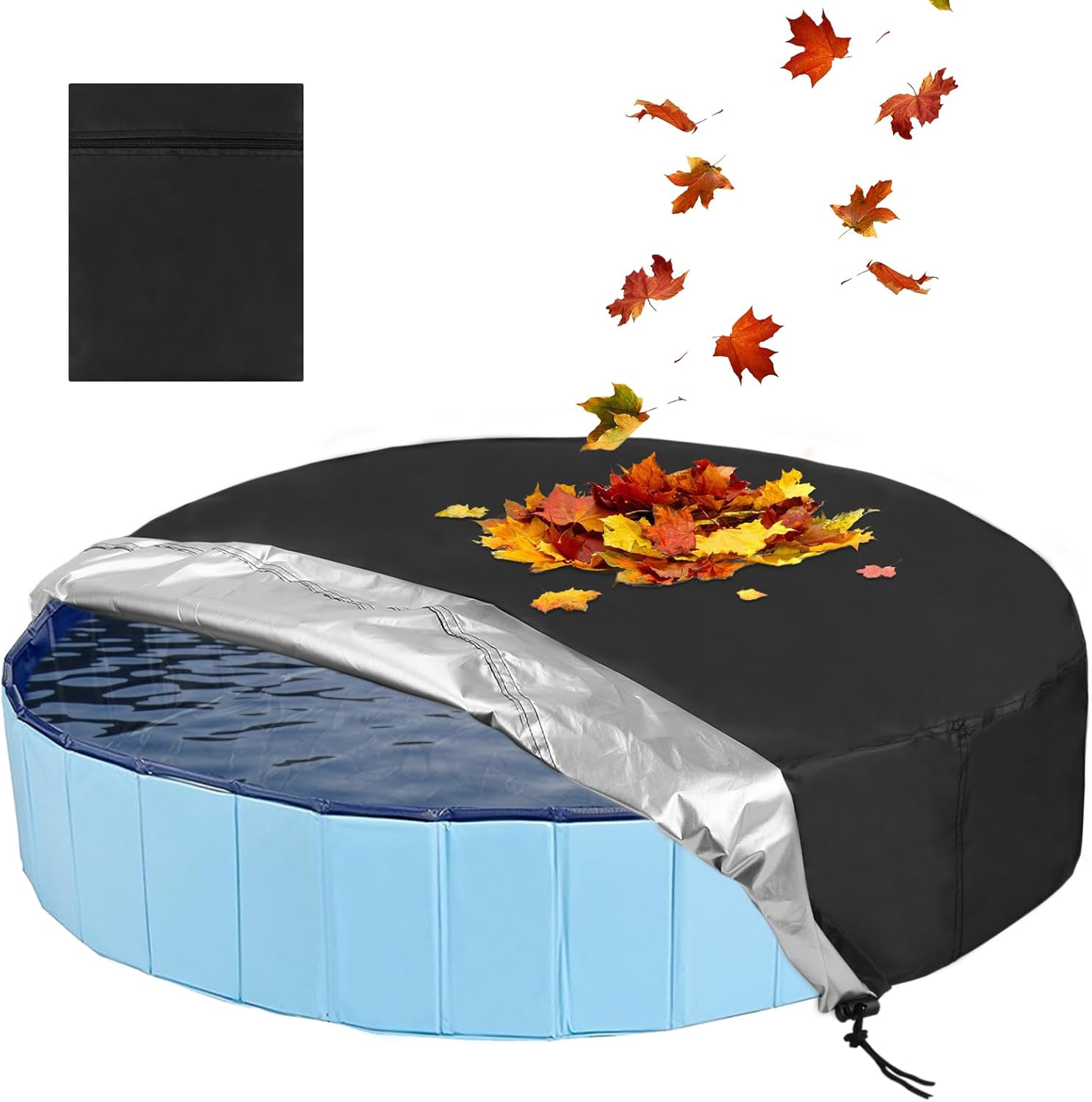 Rypet Dog Pool Cover Foldable Round Pool Pet Collapsible Swimming Pool Cover Kiddie Pool Cover Portable Pool Accessories for Dog Kiddie Pool Bathing Tub