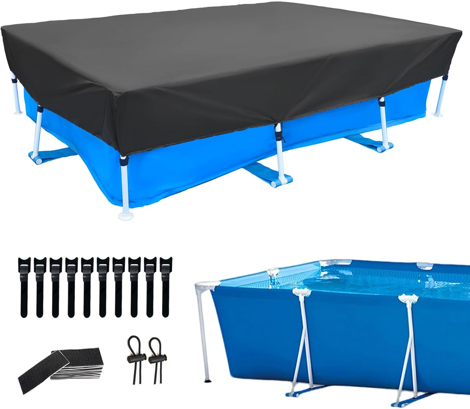 87 x 59 inch Rectangular Pool Cover 7 x 4 Rectangle Pool Covers 7.3 ft x 4.9 ft Swimming Frame Pools Cover Rectangle Made of 210D Heavy-Duty Rainproof Oxford Fabrid