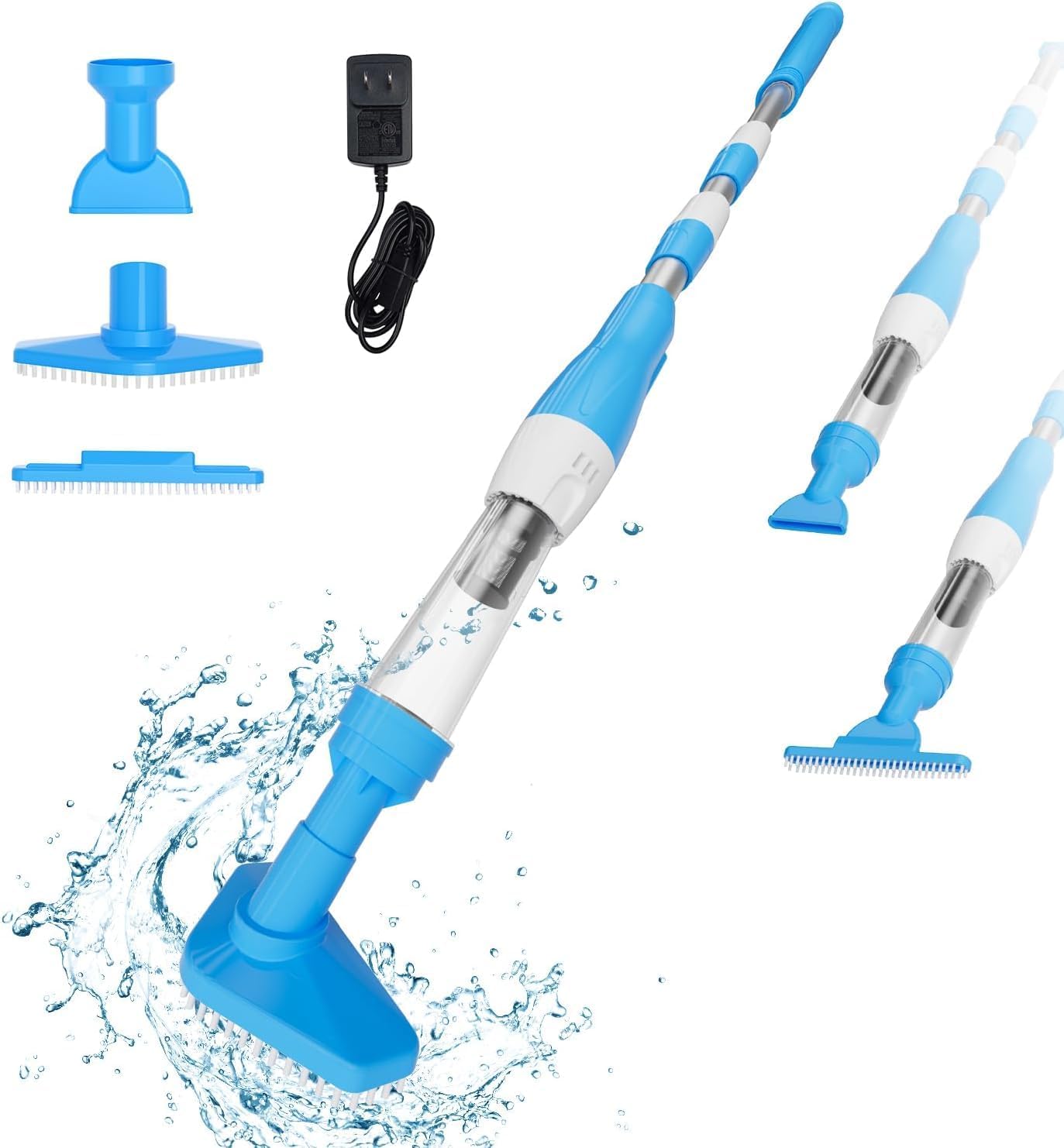 3 in 1 Cordless Rechargeable Pool Vacuum, Handheld Pool Cleaner Ideal for Spas, Hot Tubs and Small Pools for Sand and Debris