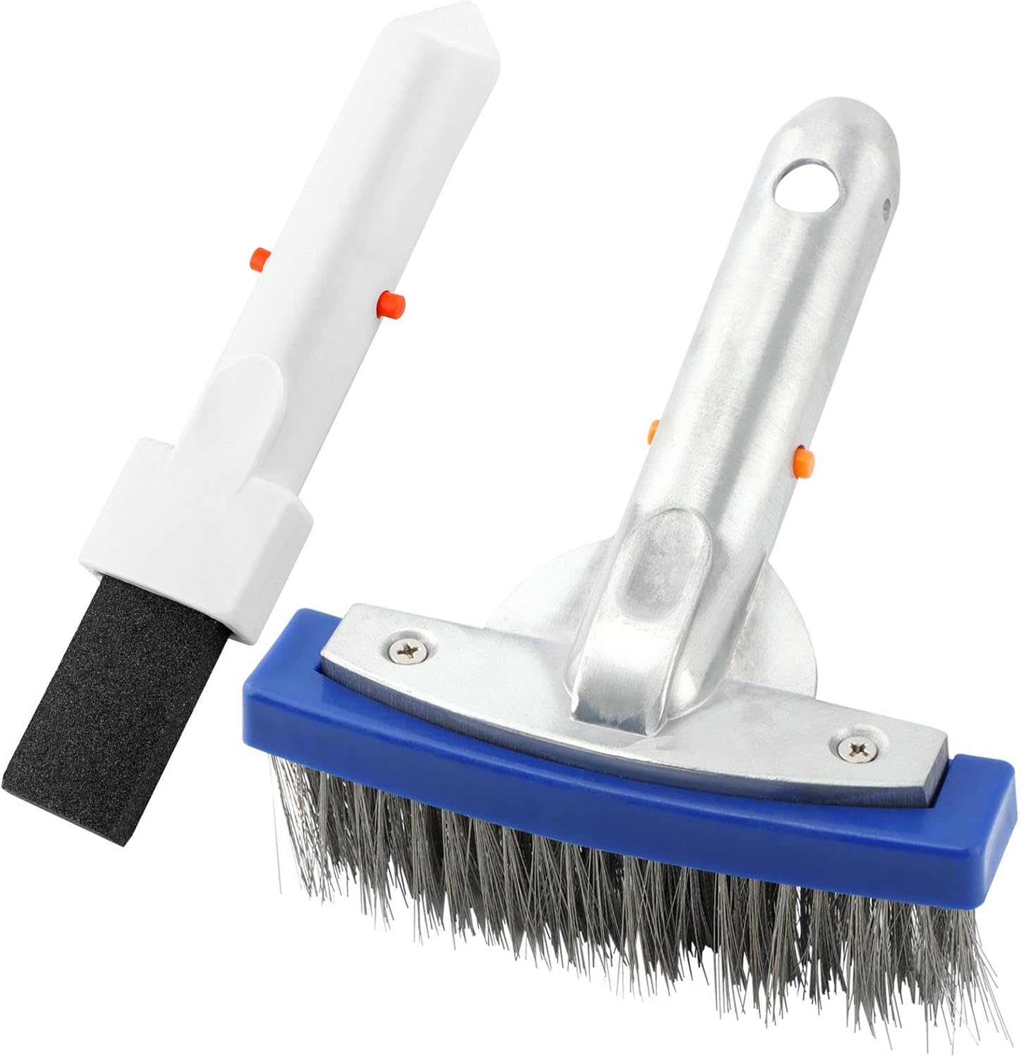 Pool Brush and Pool Pumice Stone kit, Durable Swimming Bath Cleaner Brush Best for Tackling Stubborn Stains, Concrete & Gunite Pools(Sliver,Size:8.3inch)