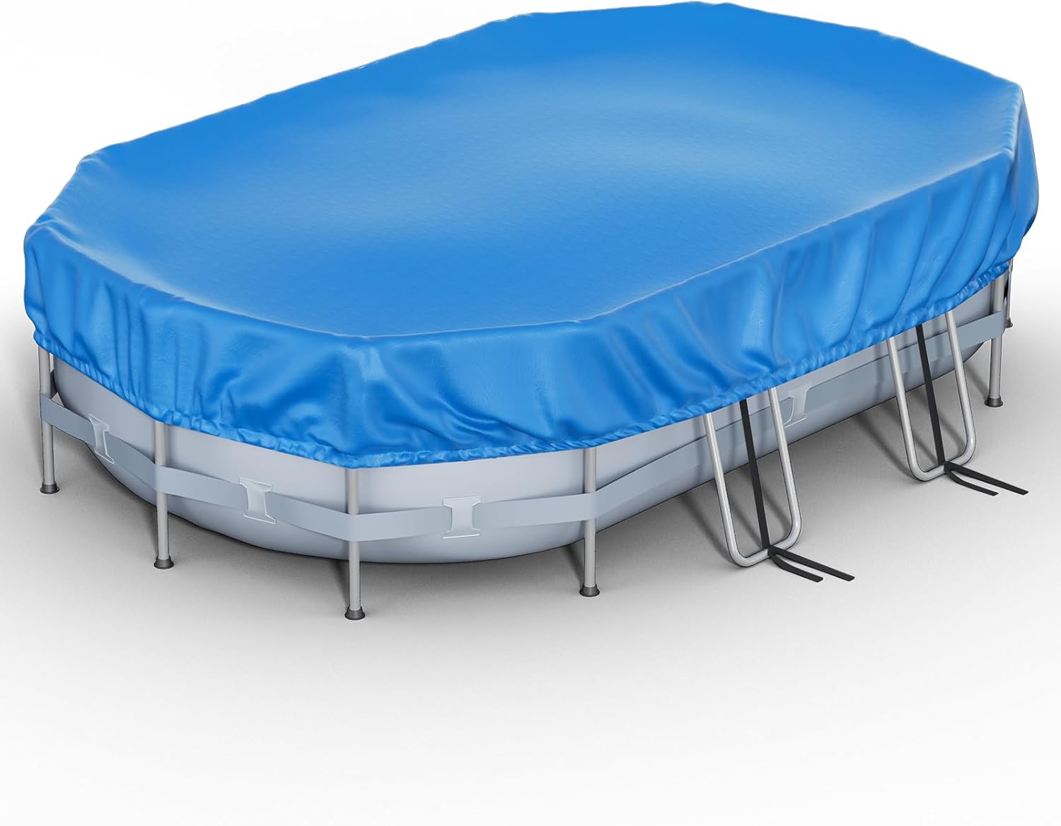 Reinmoson 16 x 10 Oval Pool Cover for Above Ground Pools Fits Pool, Easy Setup in 20s by 2 People Built-in Elastic & Integrated Cord, 170.5" x 100.4" x 24" Oval Above Ground Swimming Pool Cover
