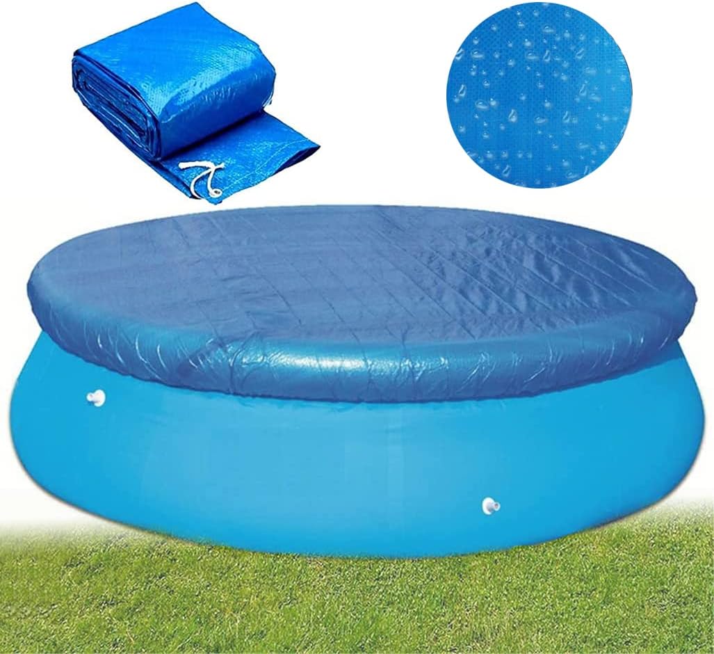 Round Pool Cover, 2025 Solar Covers for Above Ground Pools, Dust Pool Cover Protector with Drawstring for Round Inflatable Swimming Pools, Hot Tub Dustproof Cover (10FT)