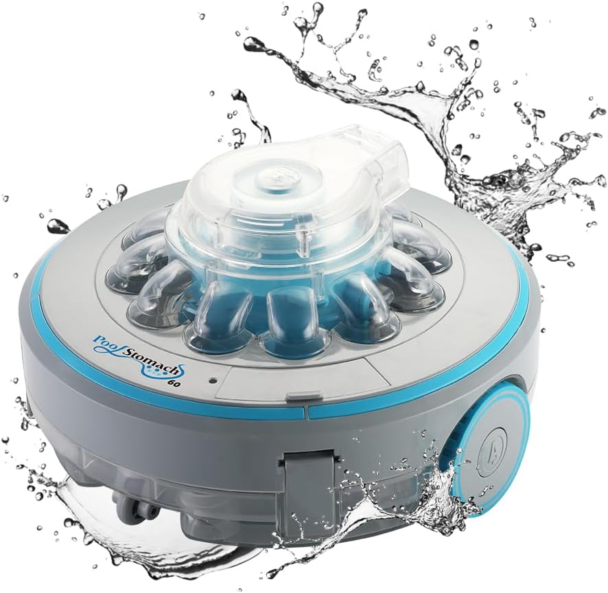 Wireless Automatic Pool Cleaner Robot, Inground & Above Ground Pool Vacuum Robot, 60-Min Runtime (up to 645 Sq. Ft) by Pool Stomach 60