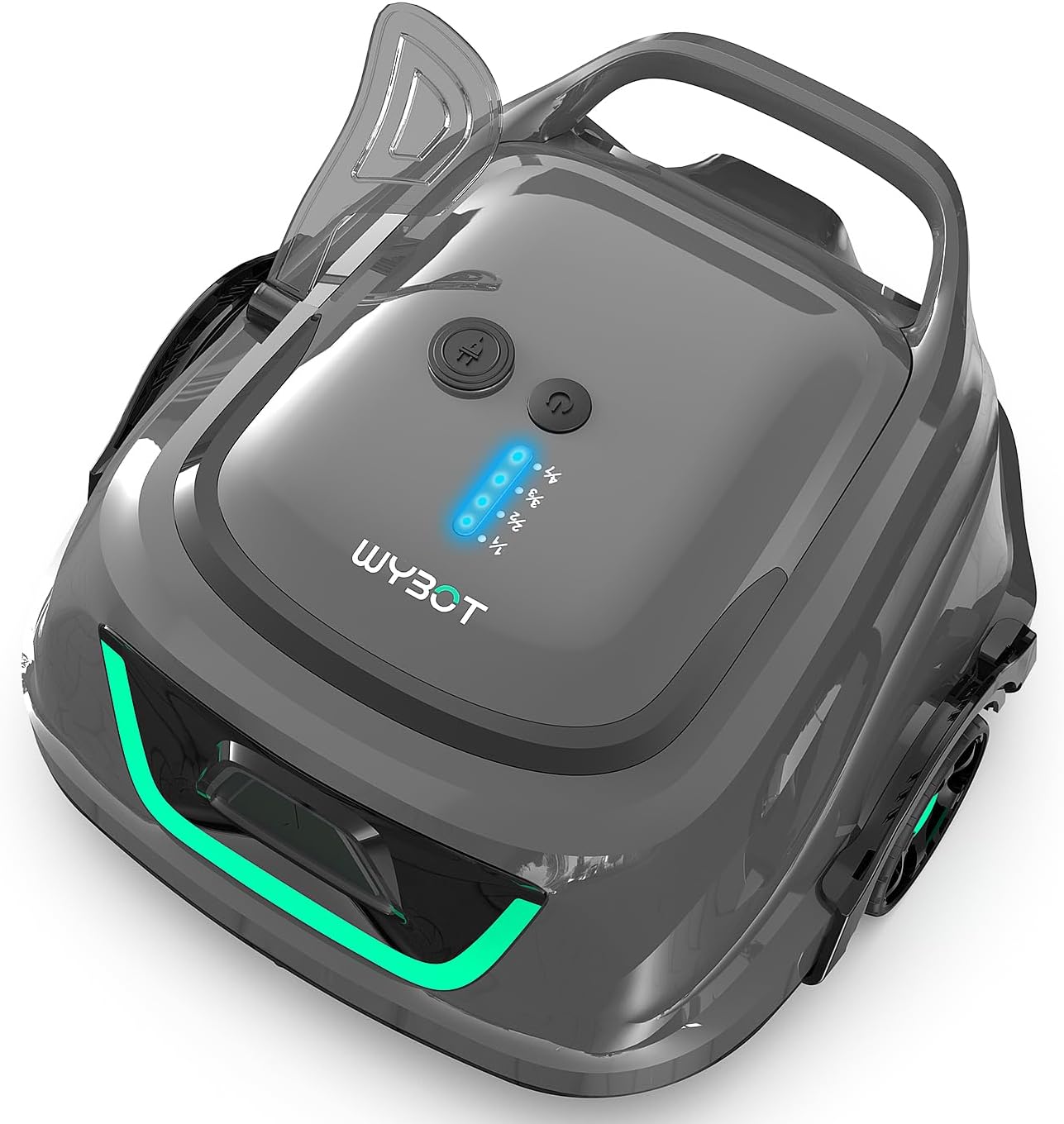 Cordless Robotic Pool Cleaner, Lasts 120 Min, Automatic Vacuum with Double Filters, LED Indicator for Above-Ground Pools up to 1076 Sq.ft, Portable, Self-Parking (Green Black)