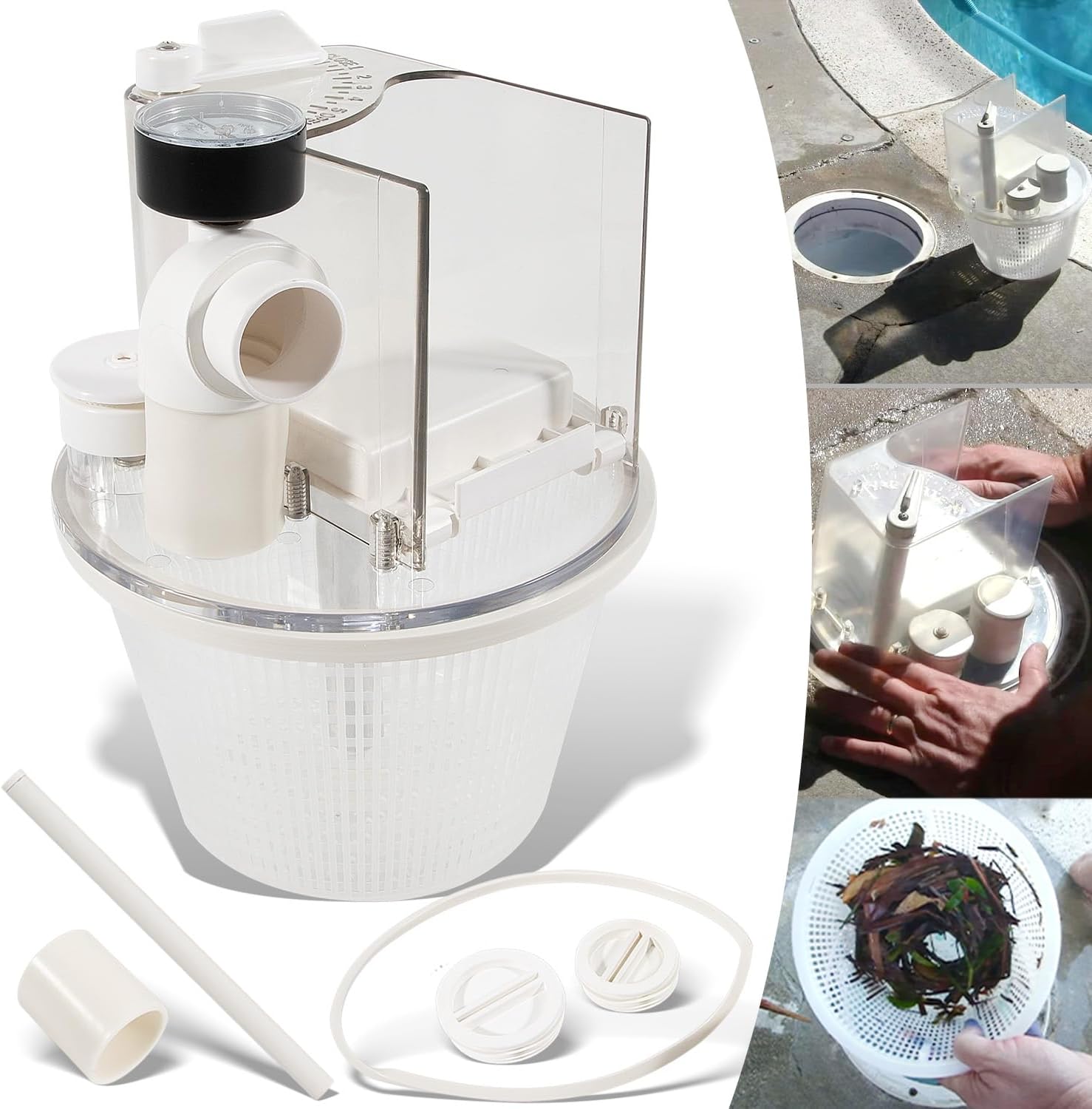 R211100 Vac-Mate Pool Cleaner Dispenser Box, Multi-Function Vacuum Skimmer Attachment