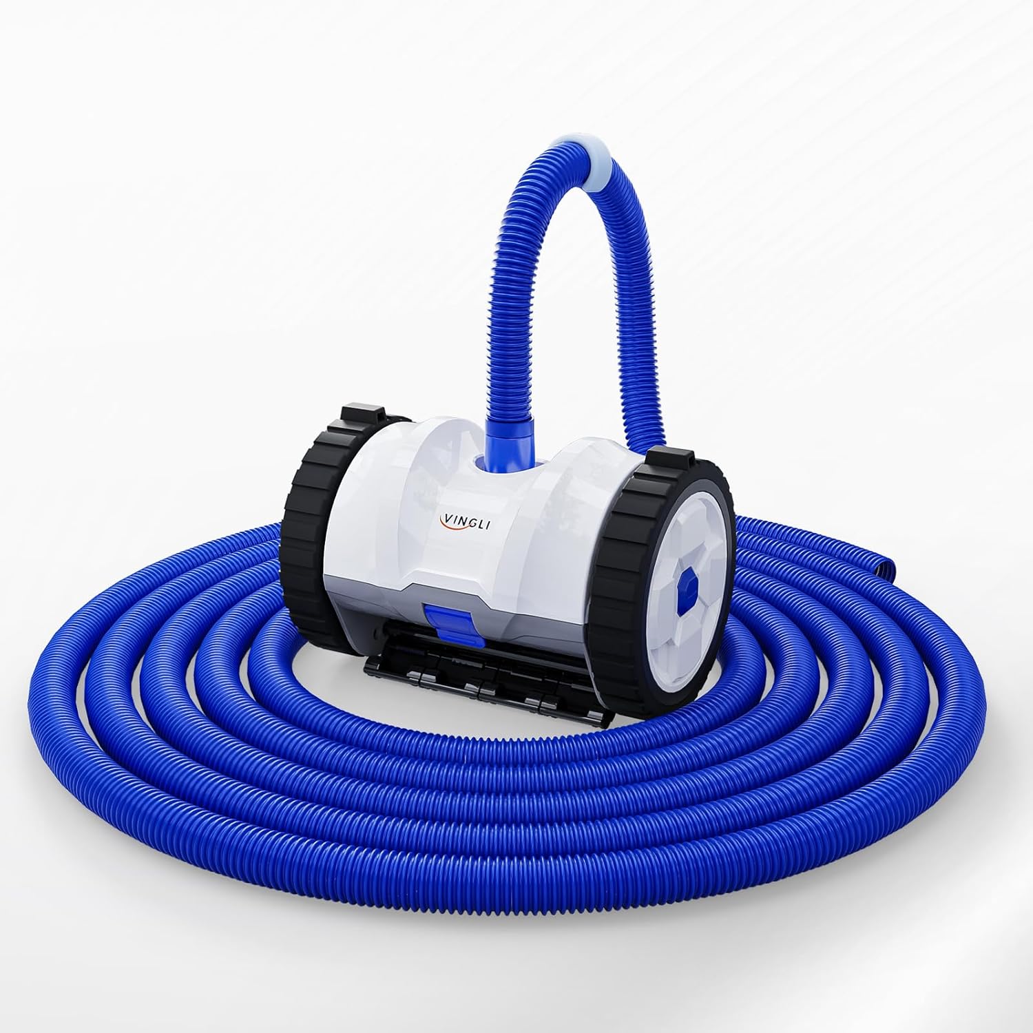 VINGLI Pool Vacuum Suction-Side Pool Cleaner Automatic Sweeper for Inground Swimming Pool,Powerful Suction to Climbs Walls,with 39.6ft Tangle Free Hose (Navy Blue&White)