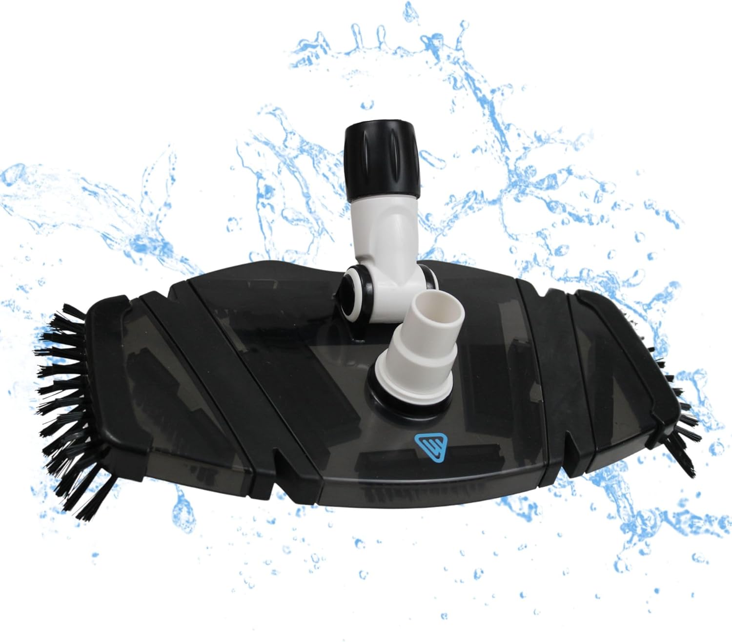 Wessel-Werk Pool Vacuum Head, Weighted Body, Swiveling Hose Cuff, Rectangle Shaped Professional Pool Brush Head with Two Flexible Side Brushes for Inground and Above Ground Pools