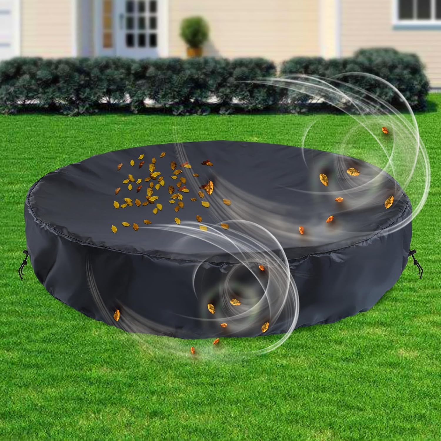 72in Dog Pool Cover - Waterproof Tear-Resistant Round Pet Pool Cover with Drawstring, Foldable Dustproof UV Protection Protective Cover for Outdoor Kiddie Pet Bath Pool