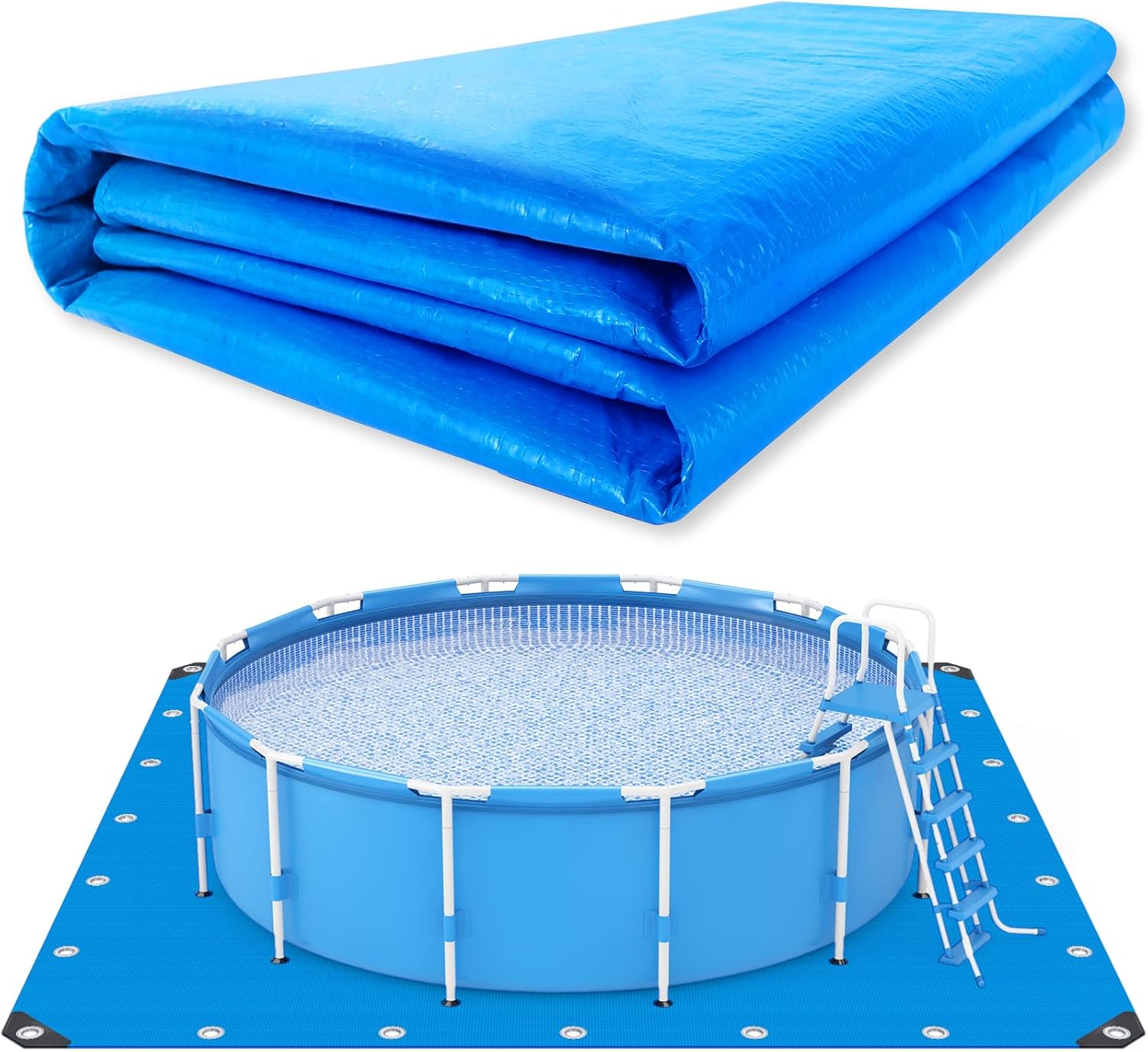 18 x 18 Ft Swimming Pool Ground Cloth Square Swimming Pool Liner Pad for Above Ground Swimming Pools Heavy Duty Pool Ground Mat Protector Pad Prevents Punctures Pool Tarp