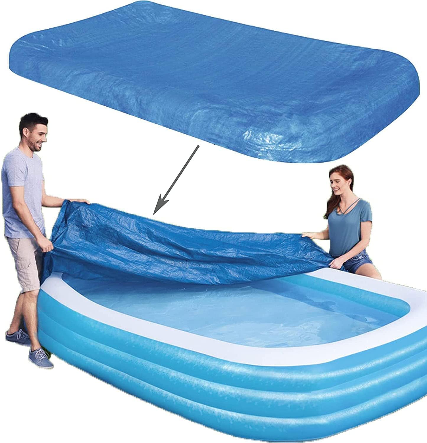 Rectangular Pool Cover, Fits 120 in x 72 in Inflatable Swimming Pool, Above Ground Pool Covers, Inflatable Pool Cover for Outdoor Paddling Family Pools (Swimming Pool Cover)