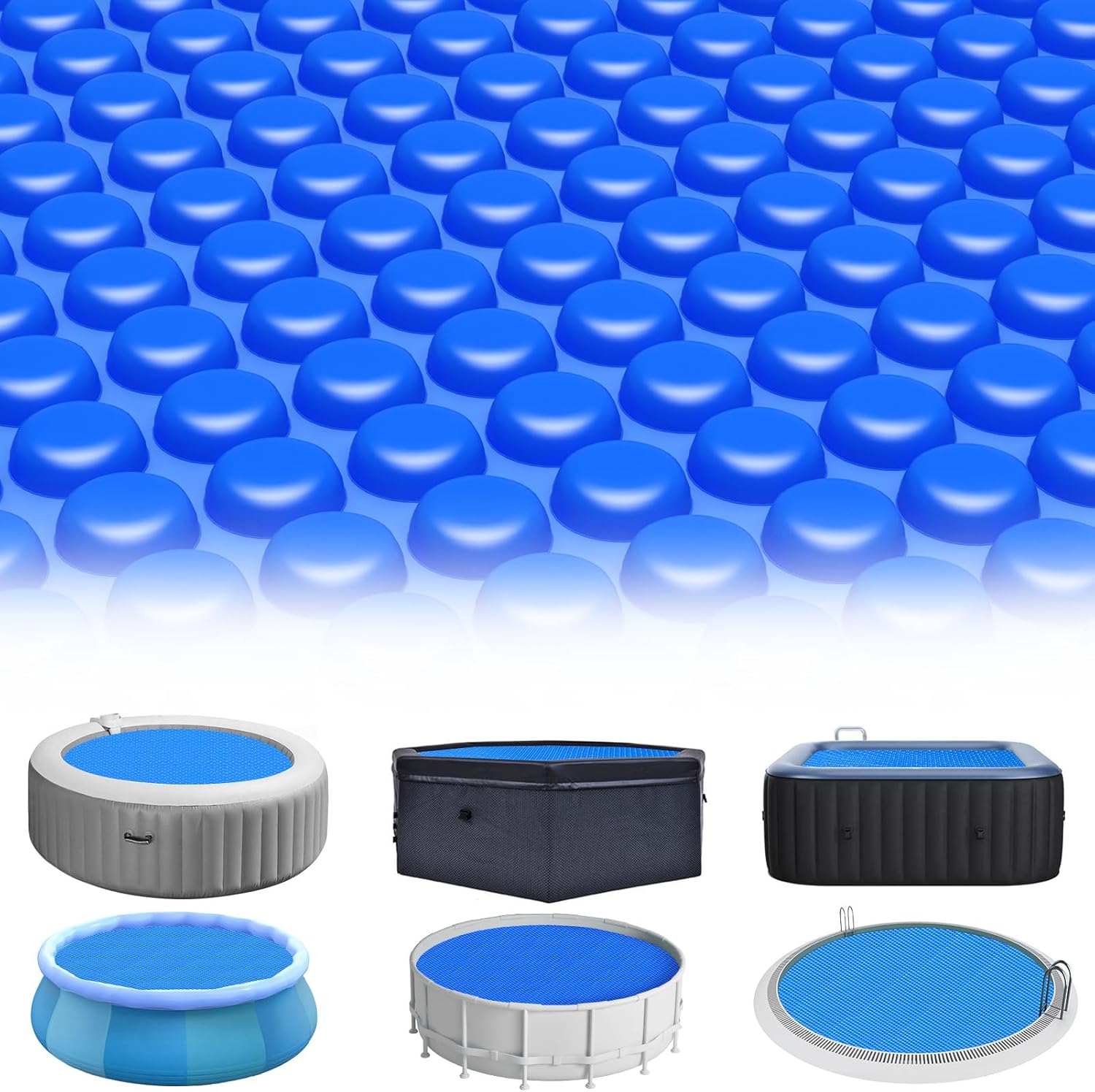 Solar Pool Cover 8 Ft Round Solar Blanket for Above Ground Inground Pools, Hot Tub SPA Bubble Wrap Pool Cover Protector, 12 Mil Circle Thermal Covers Floating Blanket Mat for Swimming Pools