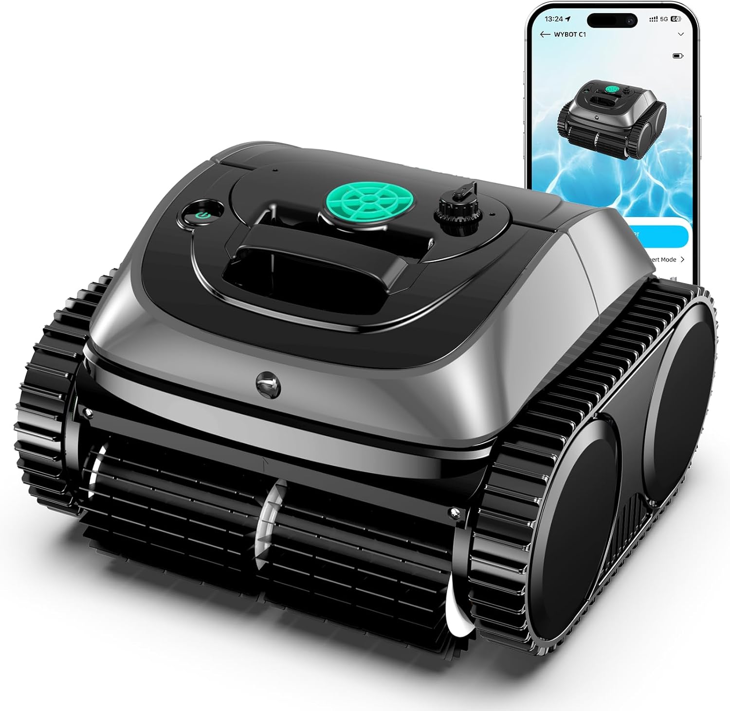 WYBOT C1 Robotic Pool Vacuum for Inground Pools, 150min Runtime Cordless Pool Cleaner up to 1,614Sq.ft, Wall & Waterline Cleaning, 4-in-1 Smart Navigation, App Support