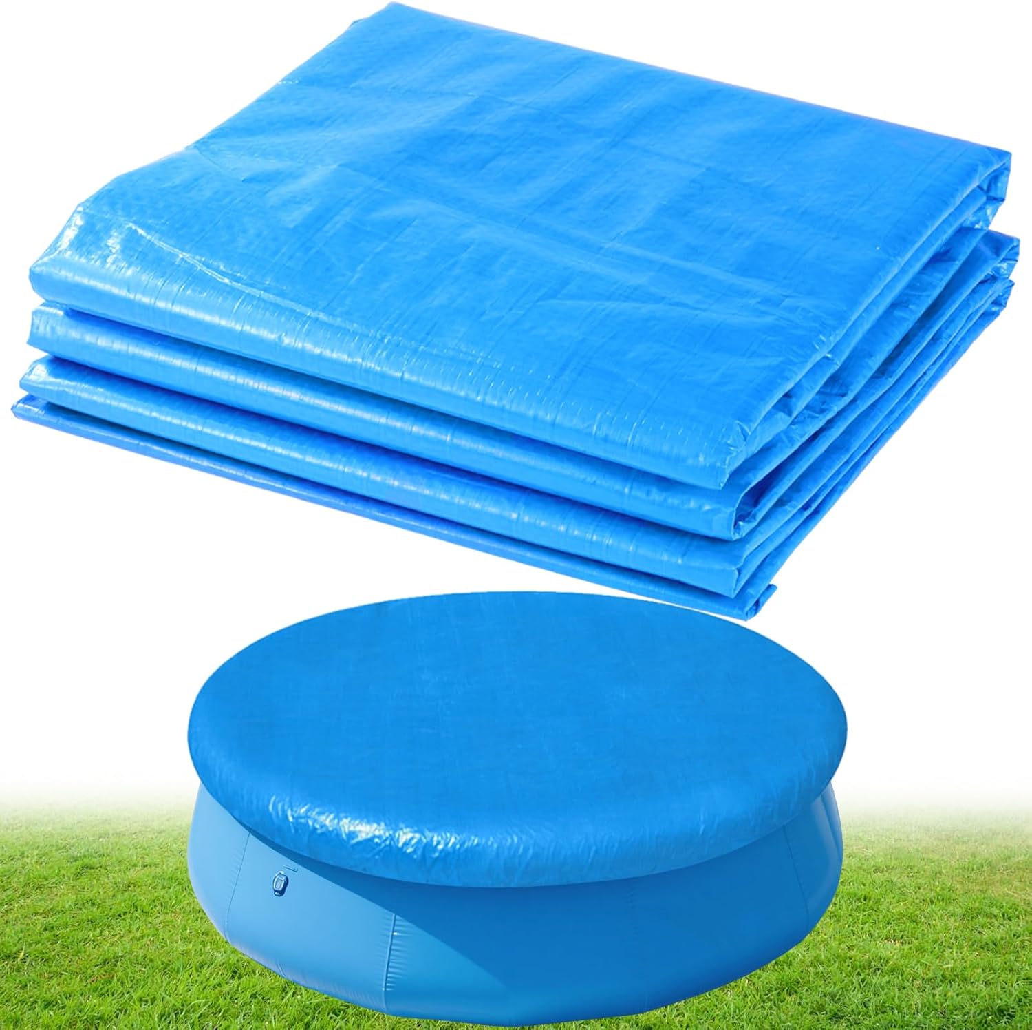 10FT Round Inflatable Above Ground Pool Cover，Round Pool Cover with Drawstring Design for Easy Installation,Solar Covers for Outdoor Inflatable Swimming Pools,Prevent Leaves, Debris and Dust