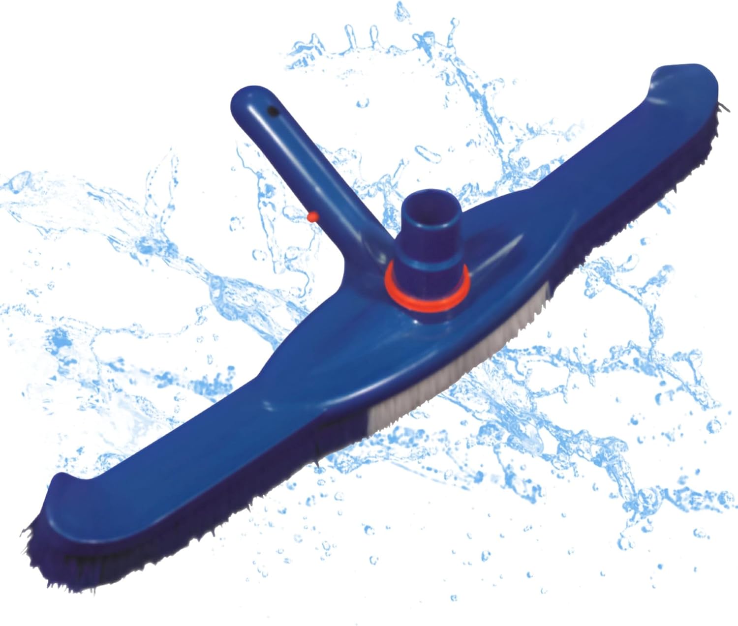 Wessel-Werk Deluxe Swimming Pool Vacuum Head, 20-Inch Wide Pool Brush with Curved Edges, 360 Degree Swivel Hose Cuff and EZ-Clip Pool Pole Button Lock for Inground and Above Ground Pools