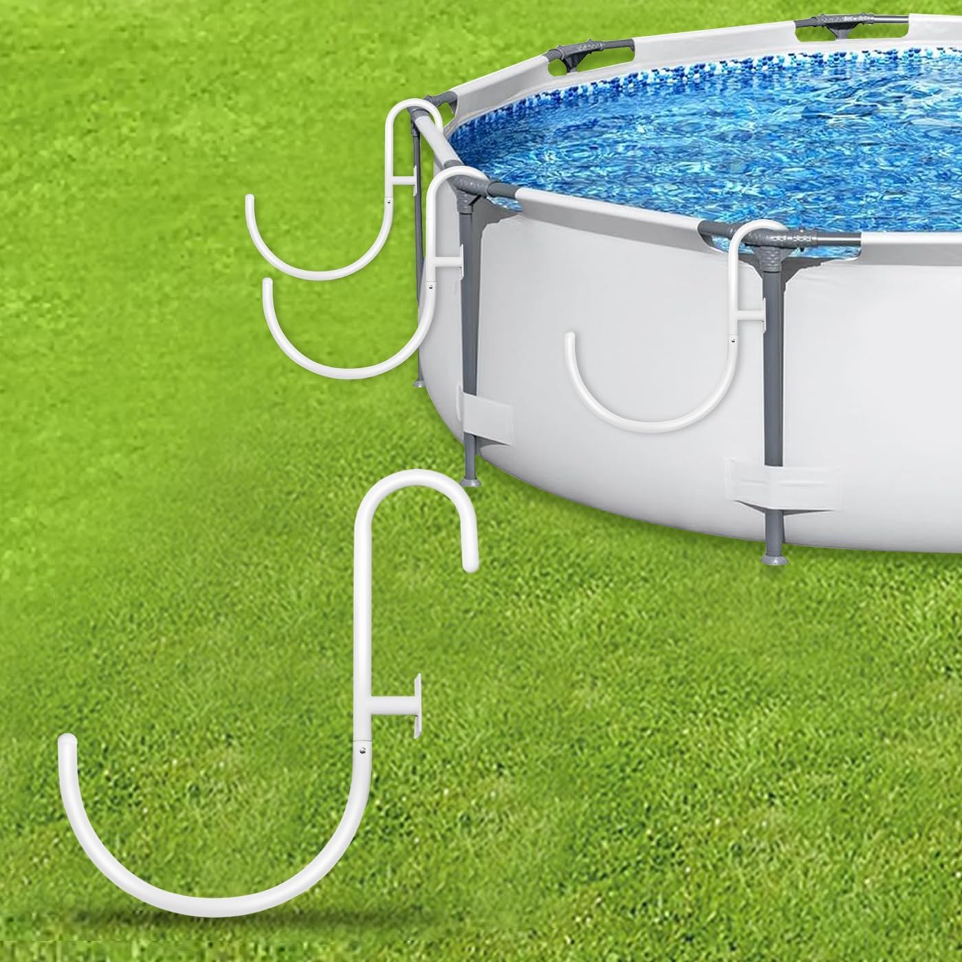 Solar Cover Holder for Above Ground Pool Frame - 4 Pack Adjustable Pool Cover Storage Brackets, Heavy Duty Design for Framed Swimming Pools