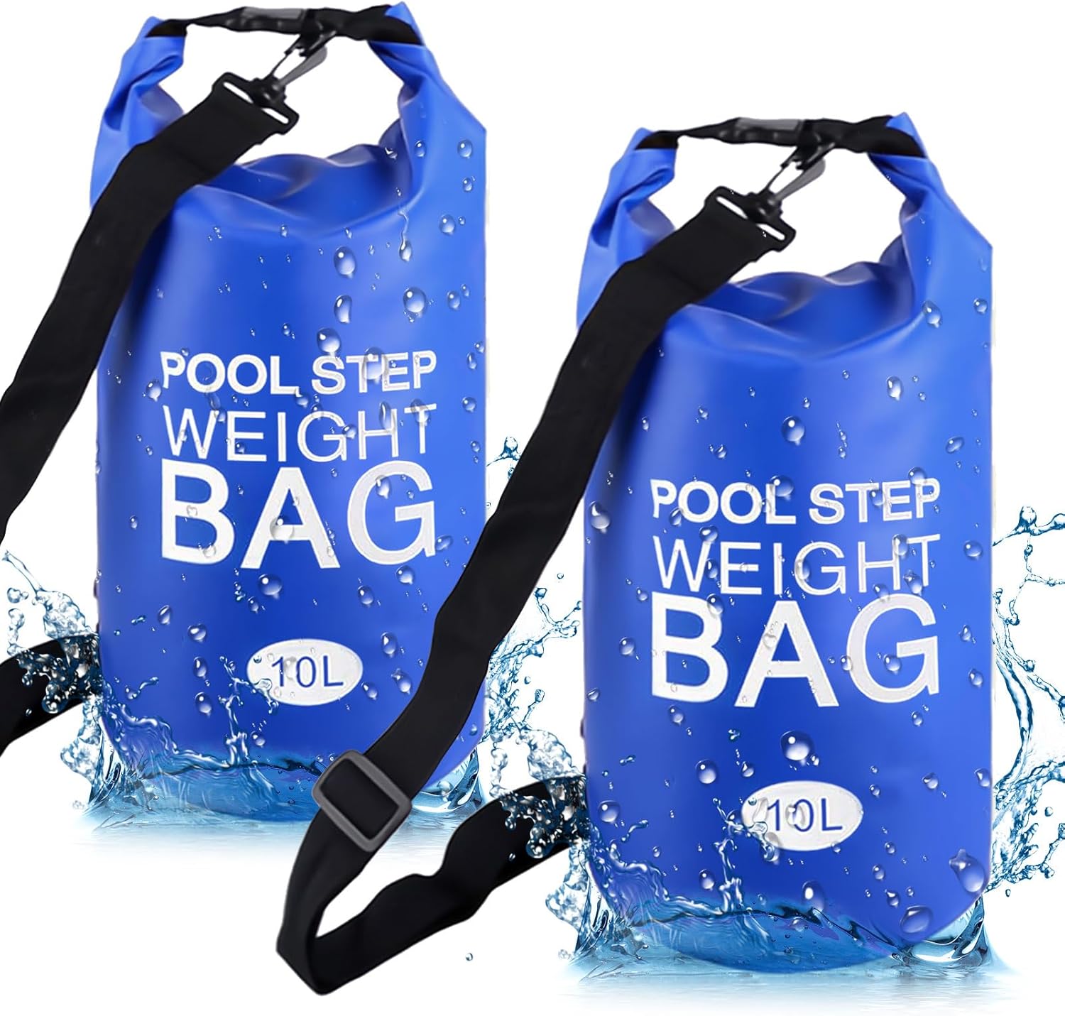 2 Pack Pool Step Weights, 500D PVC Waterproof Heavy Duty Pool Ladder Sand Bags for Weight with Nylon Handle, 10L Universal Pool Step Weights/Pool Ladder Weights for Above Ground Pools (Blue)