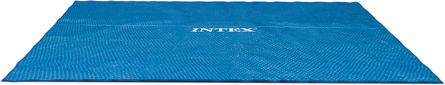 Intex Solar Pool Cover for 18' x 9' Rectangular Frame Outdoor Swimming Pools with Carrying Storage Bag, (Pool Cover Only), Blue