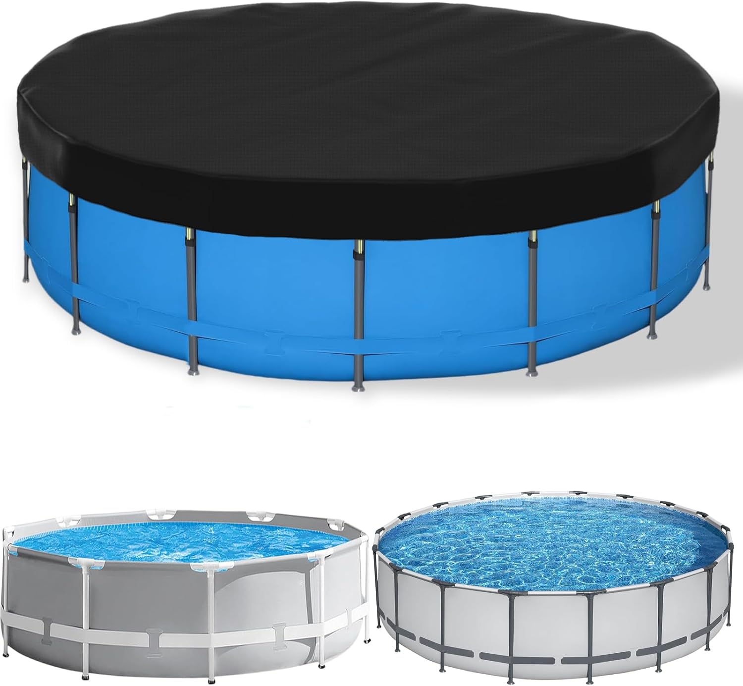 SAFANA 14FT Above Ground Pool Cover,Outdoor Round Swimming Pool Cover,CircularMetal Prism Frame Swimming Pool Specific Pool Cover