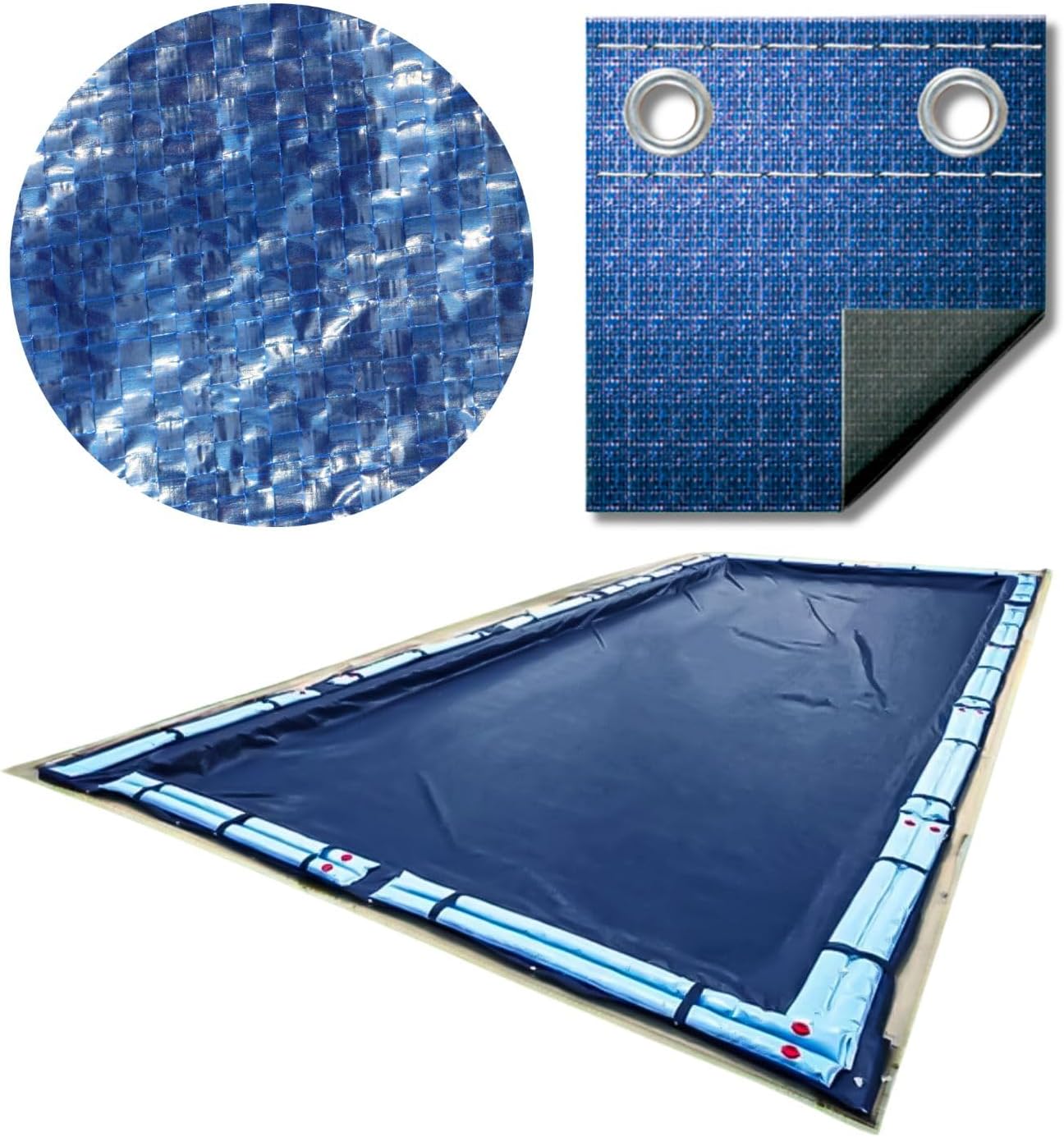 SWIMLINE HYDROTOOLS Super Guard Heavy Duty Pool Cover For Above Ground Swimming Pools |30 X 50 FT Cover | Blue / Black | Water Tube Sleeves | UV Protected For 25X45 FT Rectangle Pools | CO83050R
