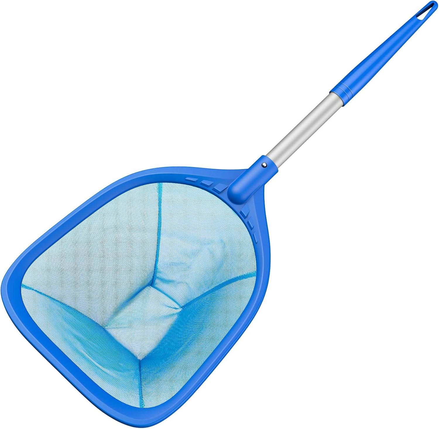 Swimming Pool Skimmer Net 26.8 inches, Leaf Rake Net with Fine Aluminum Pole for Fast Cleaning Ponds, Hot Tub, and Spas, Pool Cleaner Supplies and Accessories