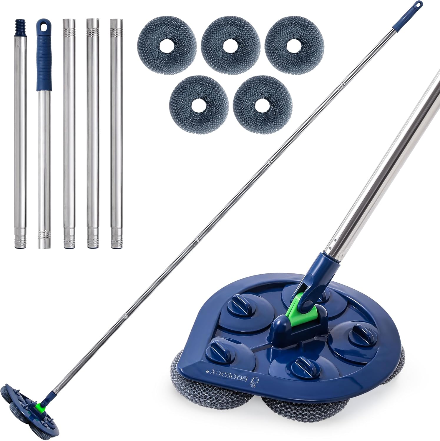BOOMJOY Floor Scrub Brush with Long Handle, Pool Brush for Cleaning Pool Walls, Scrubber for Tub, Wall